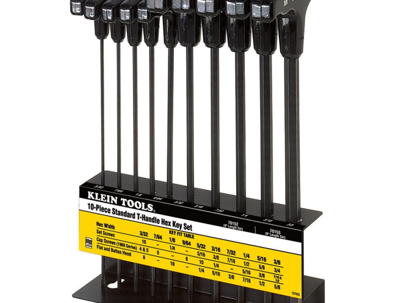 JGO. DE LLAVES -VACO EXAGONALES TIPO "T" (PULG)-10 PZS CAT. NO. 70152