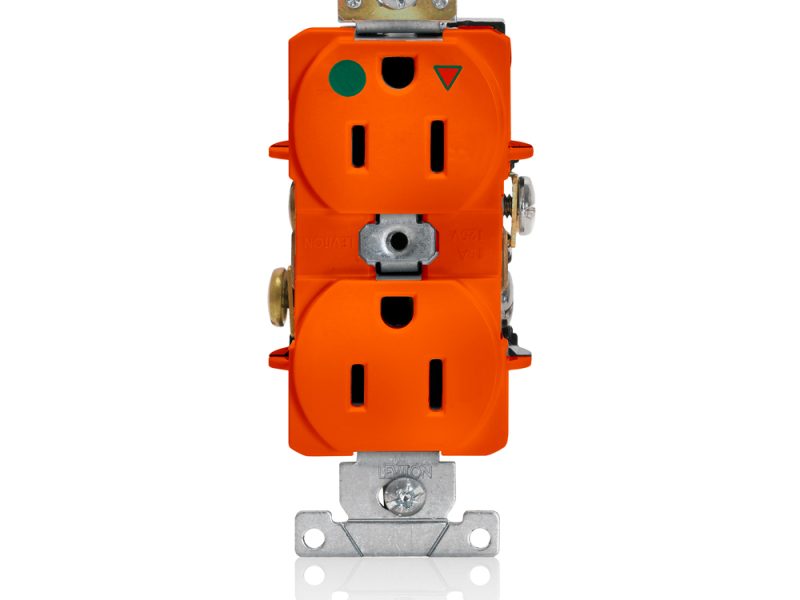 TOMA CORRIENTE DOBLE POL T/A. 15A-125V-NARANJA-GRADO(IND-HOS Cat. No. 8200-IG