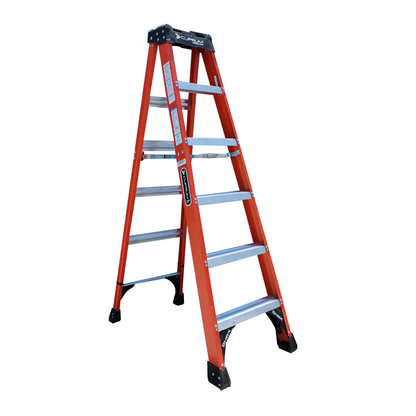 ESCALERAS TIPO TIJERA DE FIBRA DE VIDRIO TIPO IA 6´300 LBS CAT. NO. C-3017-06
