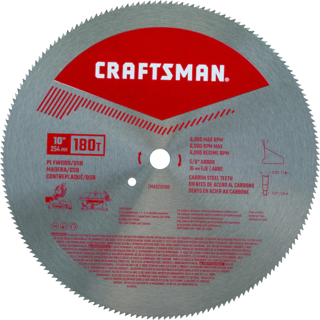 DISCO /SIERRA 10" (180 DIENTES) CAT. NO. CMAS210180