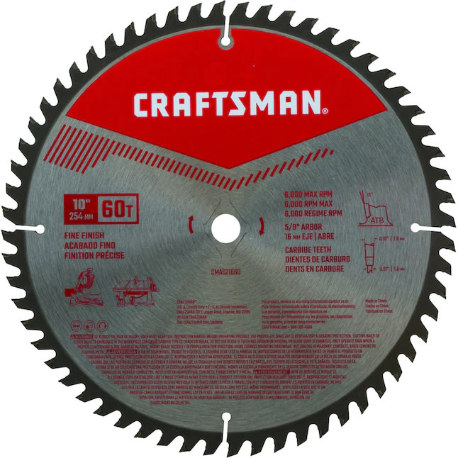 DISCO /SIERRA DE MESA 10" (60 DIENTES) CAT. NO. CMAS21060