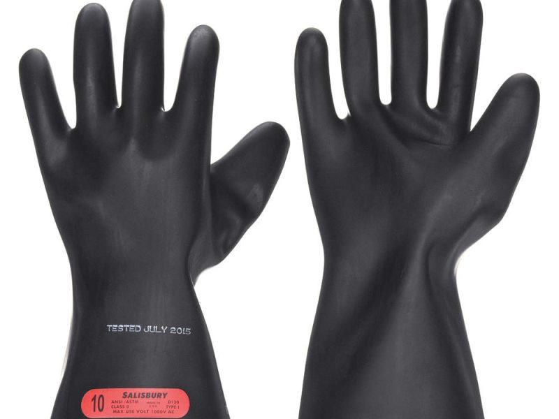 Guantes eléctricos negros, caucho natural, Clase 0, Tamaño 10 Cat. No. E011BL/10/T2