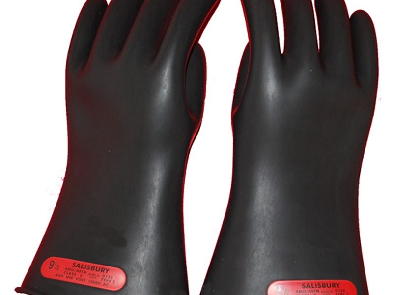 Guantes eléctricos negros, caucho natural, Clase 0, Tamaño 10 Cat. No. E014B/10