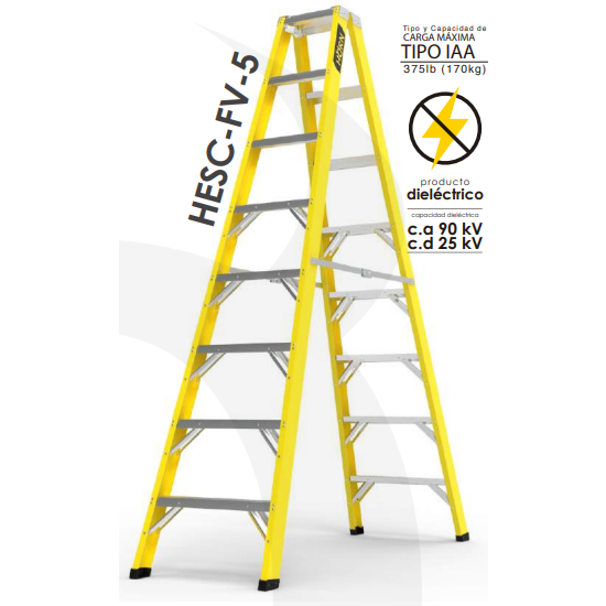 ESCALERA TIPO TIJERA 14'(2F) F/V CAT. NO. HESC-FV-5-14-IA