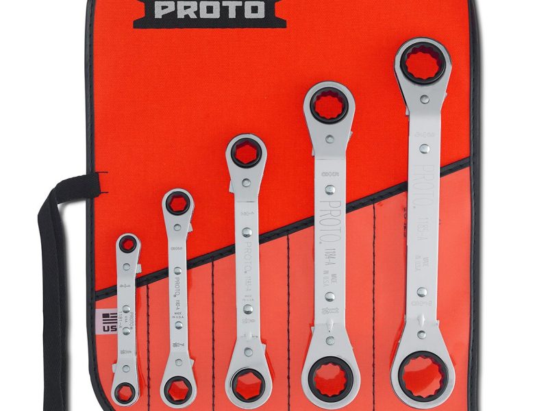 JGO /LLAVES /CAJA DE TRINQUETE REVERSIBLES ACODADAS (5 PZS) CAT. NO. J1180A