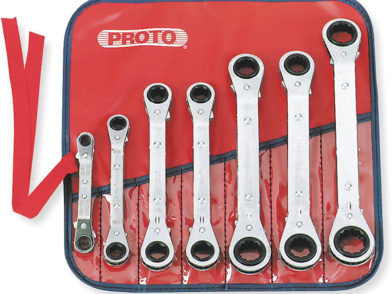 JGO /LLAVES /CAJA DE TRINQUETE REVERSIBLES ACODADAS (7 PZS) CAT. NO. J1180MA