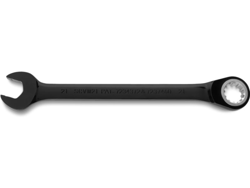 LLAVE COMBINADA /CARRACA REVERSIBLE  BLACK CHROME 21 MM CAT. NO. JSCVM21