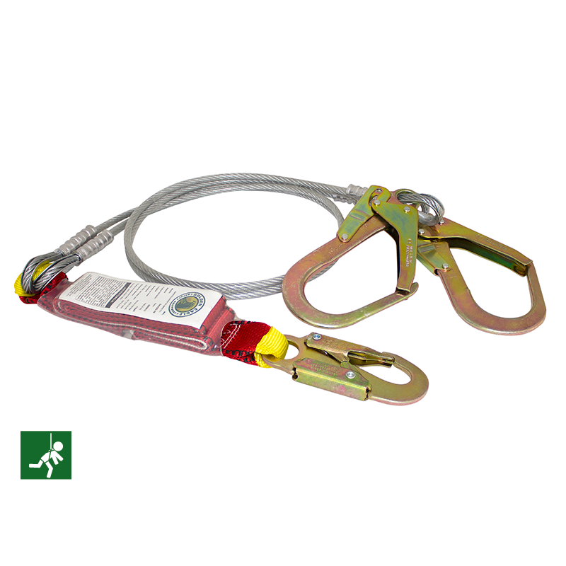 Linea de vida amortiguador cable de acero doble gancho grande Cat. No. SAX-DG15