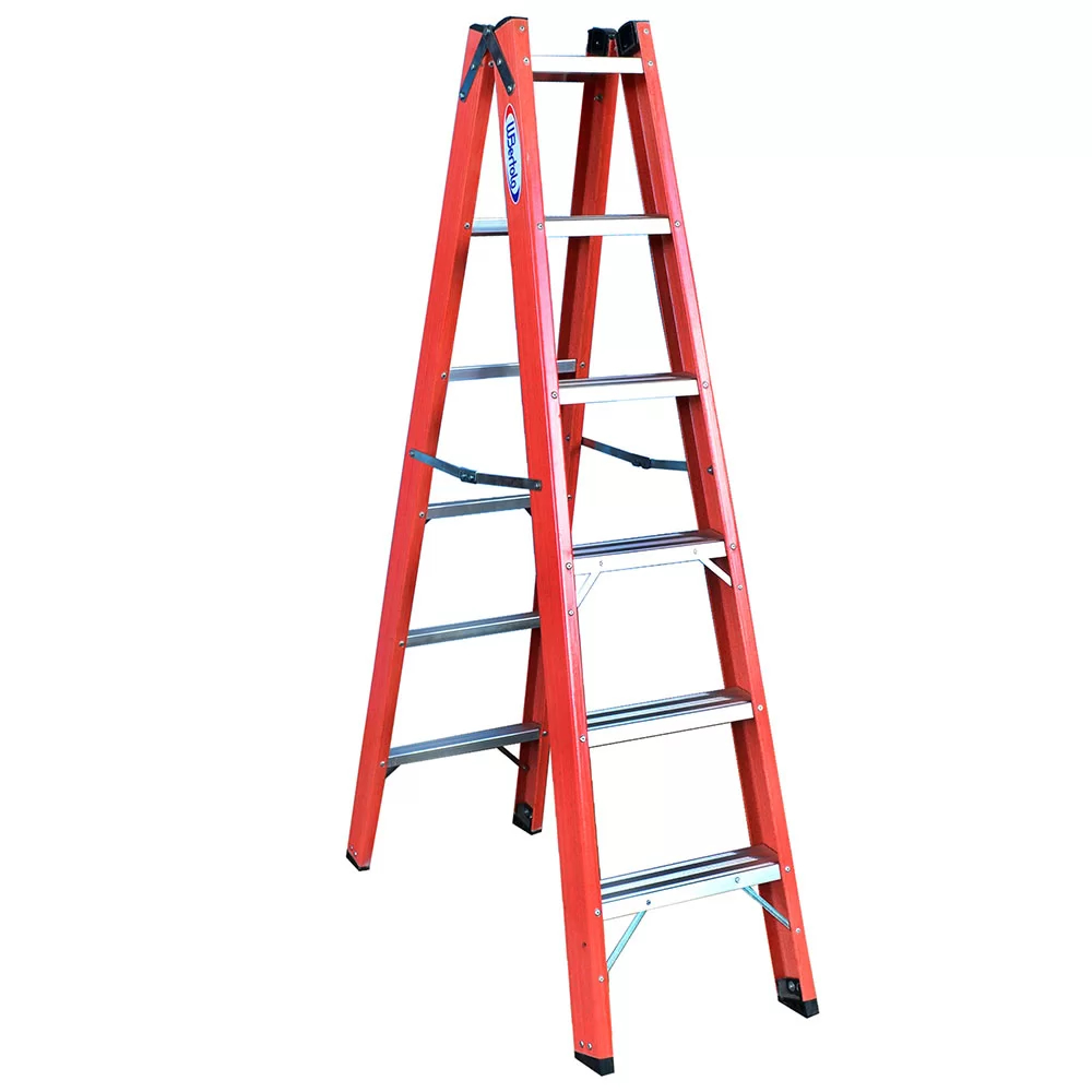 Escalera Tesoura aluminio/fibra dupla 1.80m - carga de trabajo 102kg - ANSI 14.5 (tipo II) Cat. No. TAFD-6